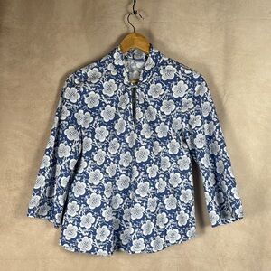 Pine Cone Hill Fine Linens Floral Cotton Kimono Style Popover Top Womens Medium